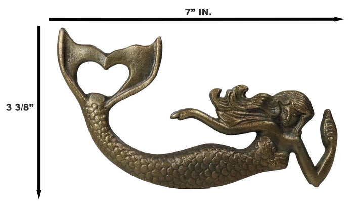Pack Of 2 Rustic Cast Iron Metal Sea Coastal Siren Mermaid Hand Bottle Opener