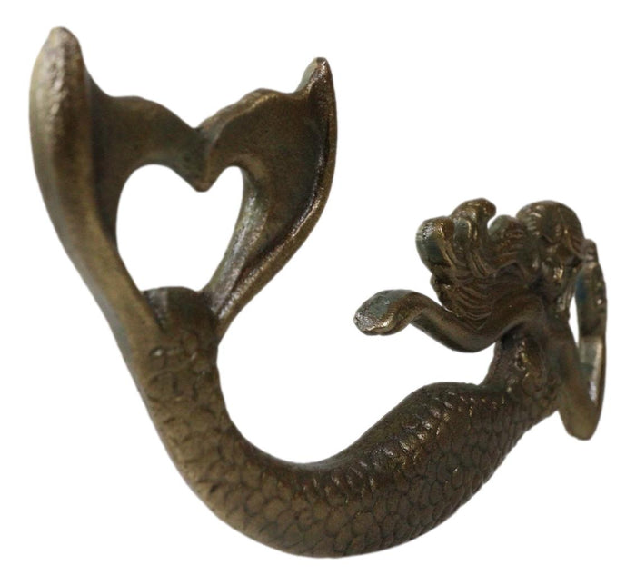 Pack Of 2 Rustic Cast Iron Metal Sea Coastal Siren Mermaid Hand Bottle Opener