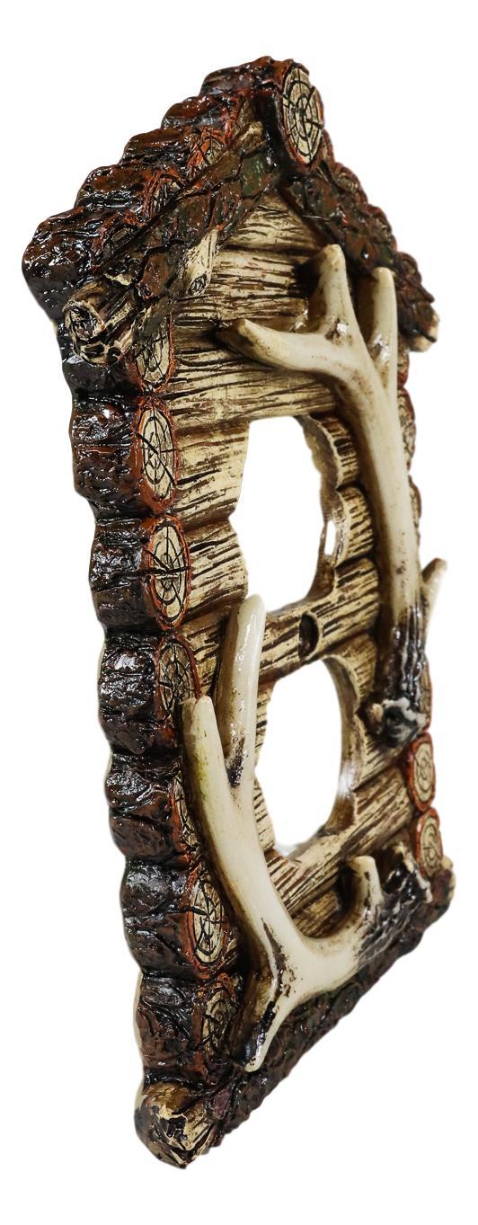 Pack Of 2 Rustic Log Cabin Antlers Double Receptacle Wall Outlet Switch Plate