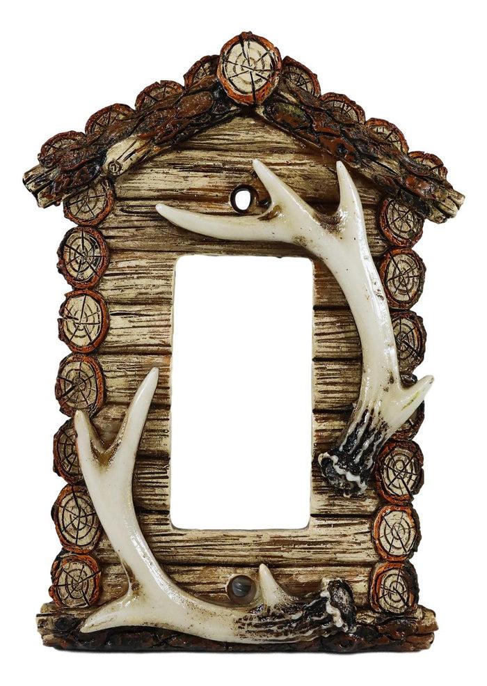Pack Of 2 Rustic Log Cabin Deer Antlers Single Rocker Wall Outlet Switch Plate