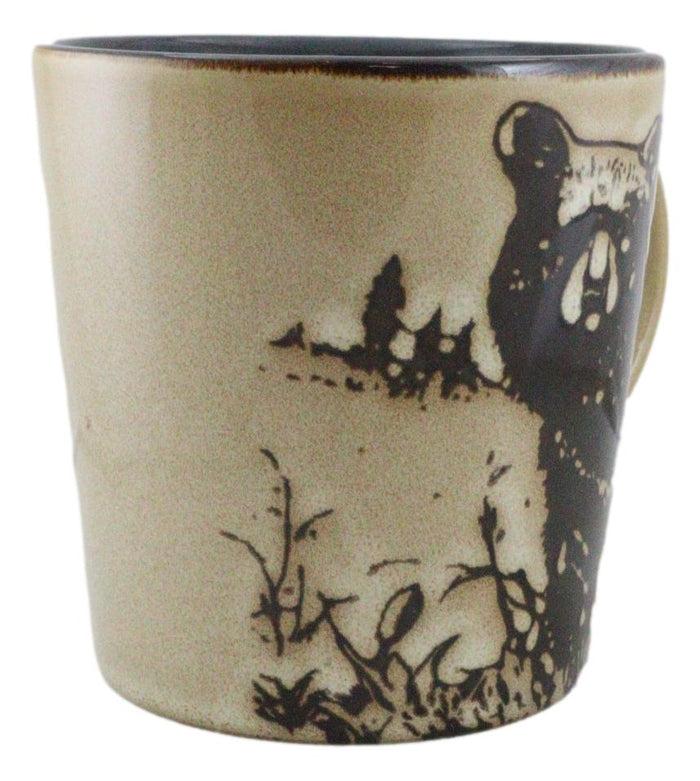Pack Of 2 Rustic Western Cabin Lodge Forest Grizzly Bear Ceramic Mugs Coffee Cup