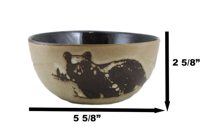 Pack Of 2 Rustic Western Forest Black Bear Ceramic Pasta Salad Soup Bowls 21Oz