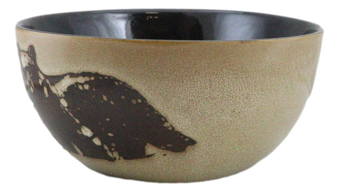 Pack Of 2 Rustic Western Forest Black Bear Ceramic Pasta Salad Soup Bowls 21Oz