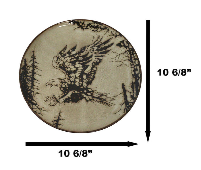 Pack Of 2 Rustic Western Patriotic Swooping Bald Eagle Round Dinner Plates 10"D