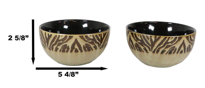 Pack Of 2 Safari Savanna Jungle Tiger Print Abstract Soup Cereal Bowls 20oz