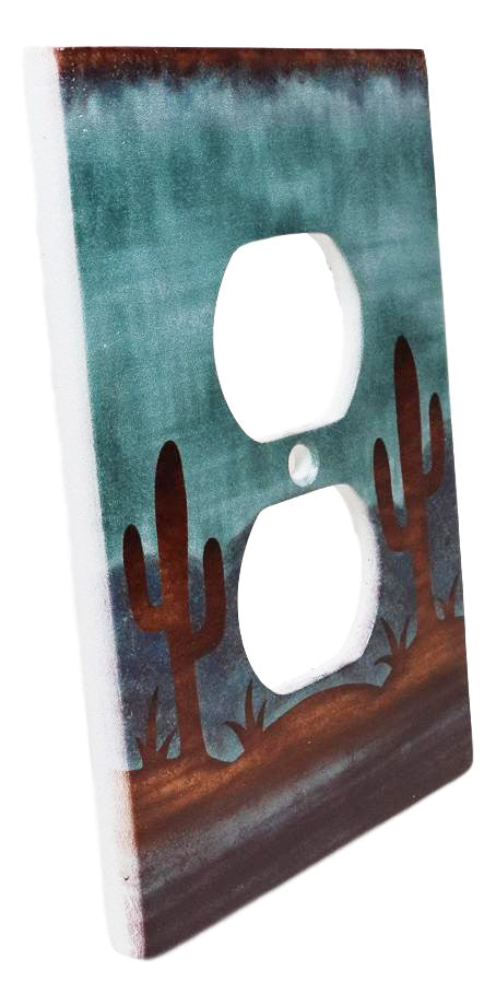 Pack Of 2 Southwestern Desert Cactus Double Receptacle Wall Electrical Plate