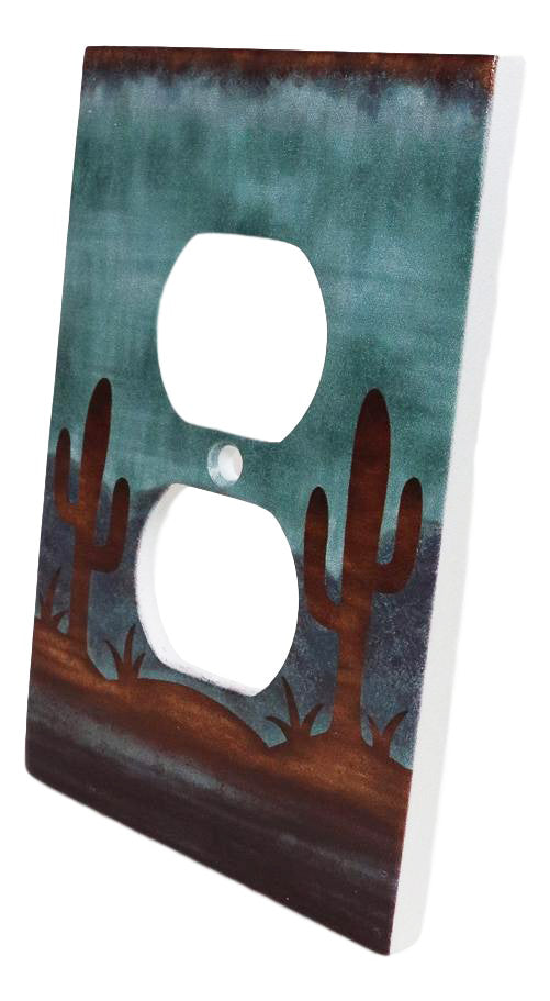 Pack Of 2 Southwestern Desert Cactus Double Receptacle Wall Electrical Plate