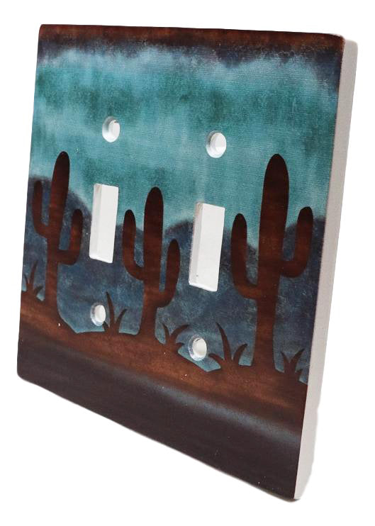 Pack Of 2 Southwestern Desert Cactus Double Toggle Switch Wall Electrical Plate