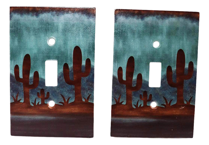 Pack Of 2 Southwestern Desert Cactus Single Toggle Switch Wall Electrical Plate