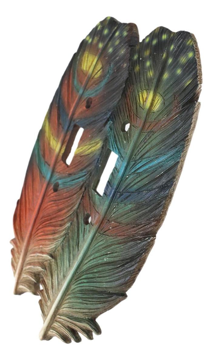 Pack Of 2 Southwestern Indian Dreamcatcher Feathers Double Toggle Switch Plates