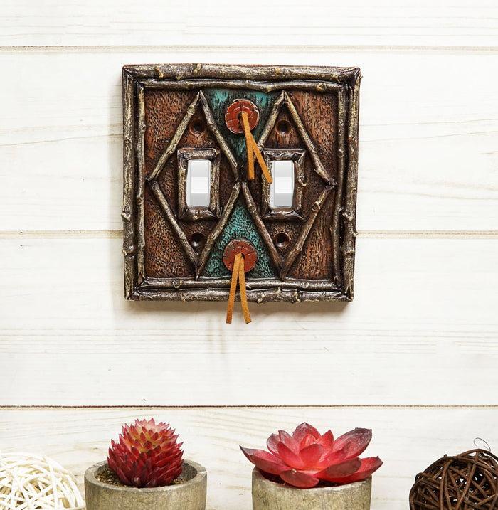 Pack Of 2 Southwestern Tribal Navajo Branchwood Double Toggle Switch Wall Plates