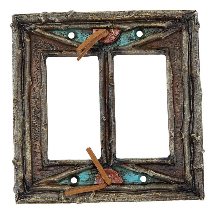 Pack Of 2 Southwestern Tribal Navajo Branchwood Double Gang Rocker Wall Plates
