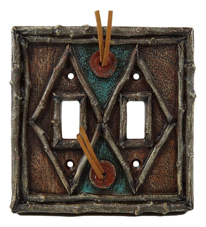 Pack of 2 Southwestern Tribal Navajo Branchwood Double Toggle Switch Wall Plates