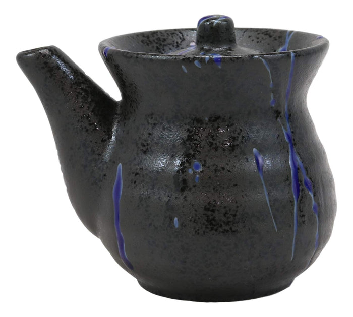 Pack Of 2 Speckled Black Blue Japanese Tenmoku Porcelain Soy Sauce Dispensers