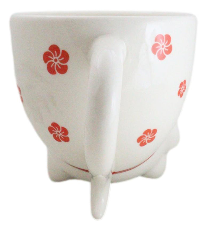 Pack Of 2 Topsy Turvy Lucky Cat Maneki Neko Ceramic Coffee Mug Cups With Handle