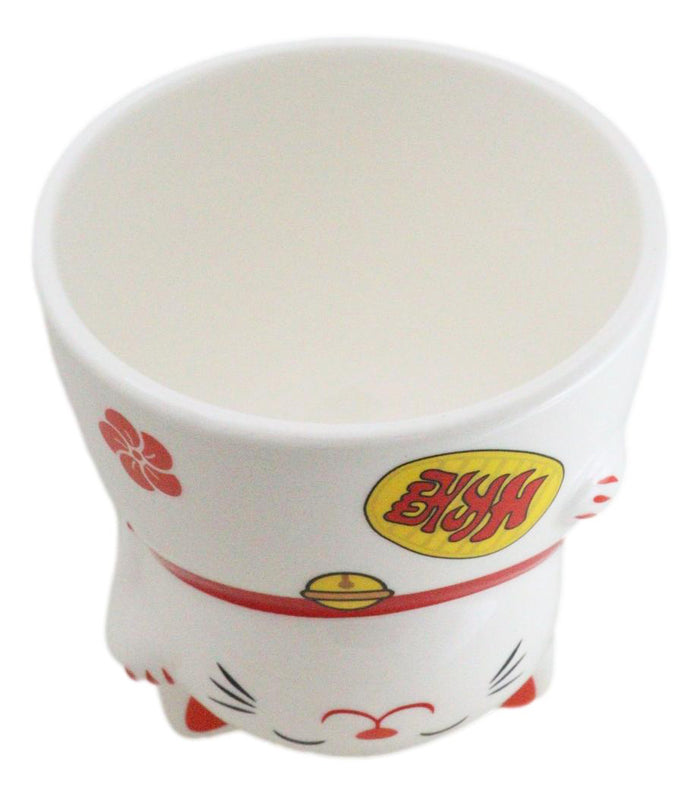 Pack Of 2 Topsy Turvy Lucky Cat Maneki Neko Ceramic Coffee Mug Cups With Handle