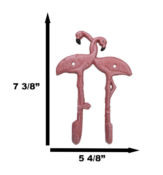 Pack Of 2 Tropical Paradise Pink Flamingo Birds 2 Pegs Double Wall Hook Decor