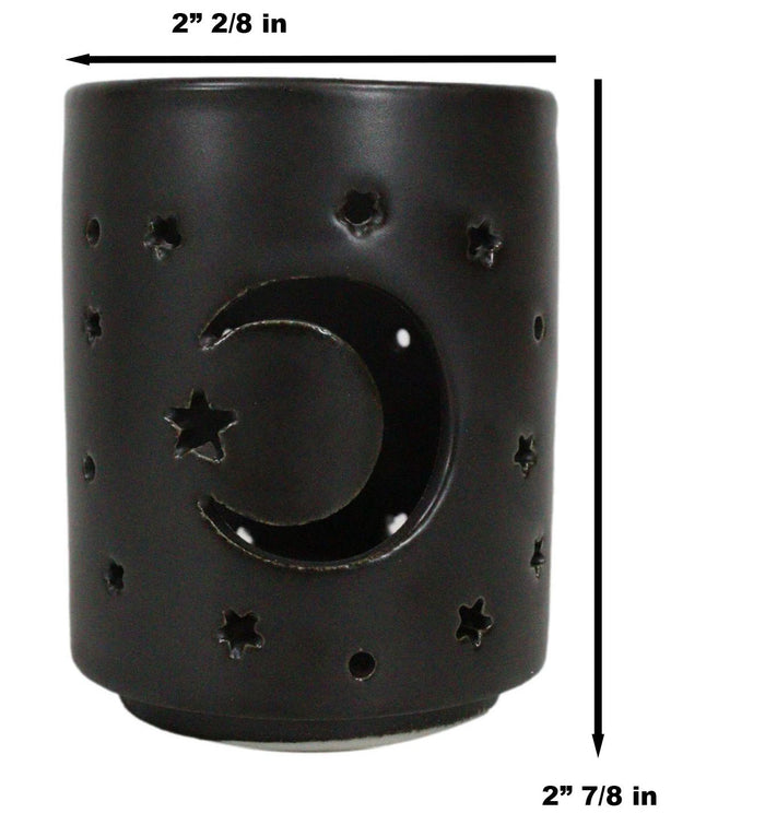 Pack Of 2 Wicca Mystical Moon And Stars Cutout Ceramic Votive Candle Holders