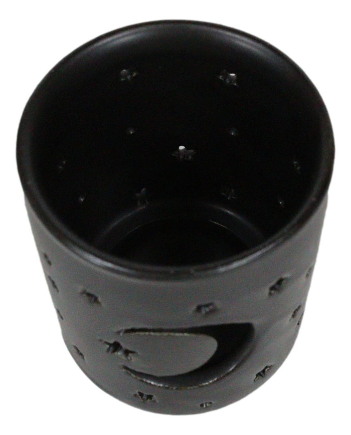 Pack Of 2 Wicca Mystical Moon And Stars Cutout Ceramic Votive Candle Holders
