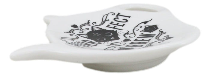 Pack Of 2 Wicca Purrfect Brew Cat Porcelain Tea Spoon Or Bag Rest Petite Plate