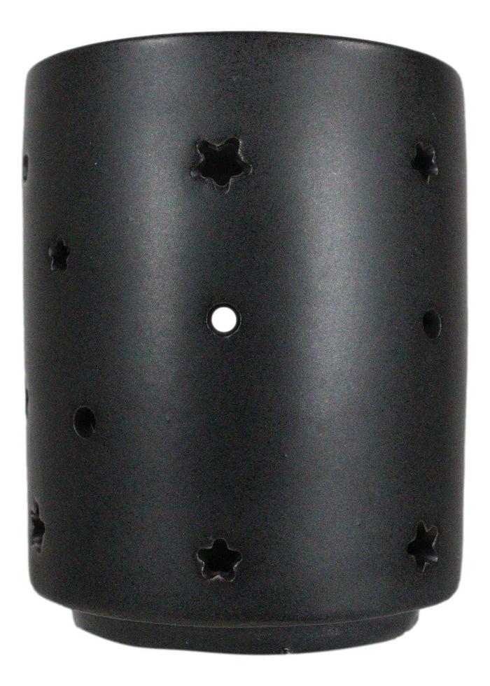 Pack Of 2 Wicca Triple Moon Goddess Black Ceramic Tea Light Votive Candle Holder