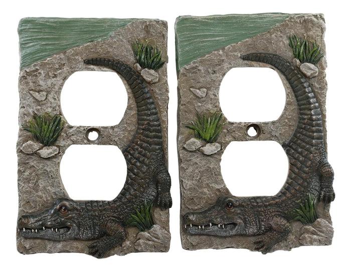 Pack Of 2 Wildlife Bayou Swamp Alligator Double Receptacle Wall Outlet Plate