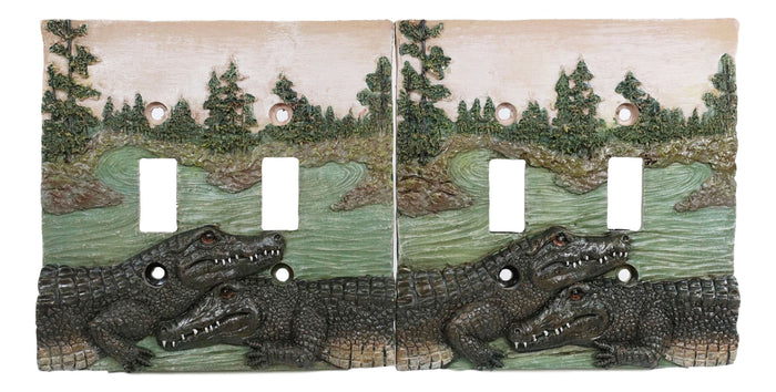 Pack Of 2 Wildlife Bayou Swamp Alligator Double Toggle Switch Wall Outlet Plate