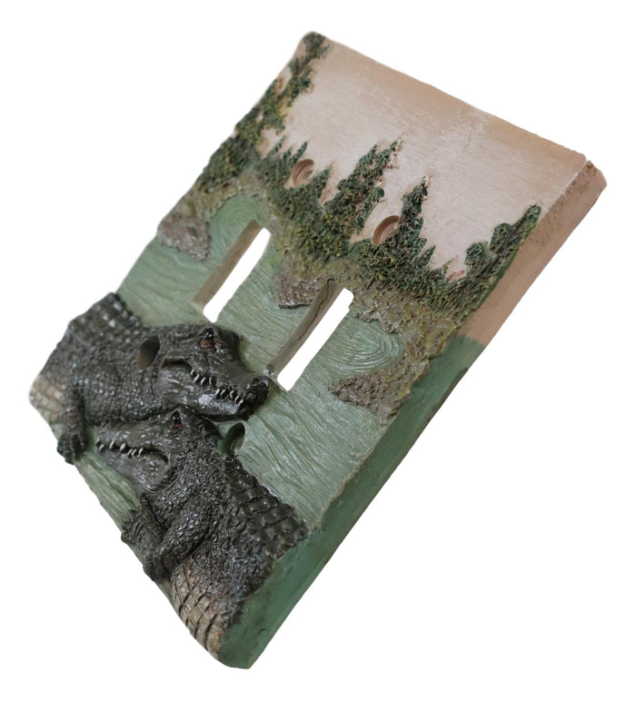 Pack Of 2 Wildlife Bayou Swamp Alligator Double Toggle Switch Wall Outlet Plate