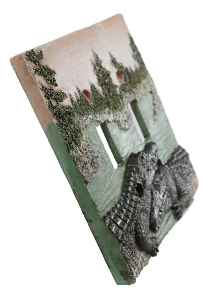 Pack Of 2 Wildlife Bayou Swamp Alligator Double Toggle Switch Wall Outlet Plate