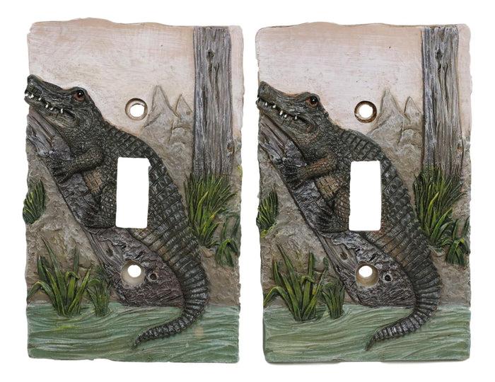 Pack Of 2 Wildlife Bayou Swamp Alligator Single Toggle Switch Wall Outlet Plate