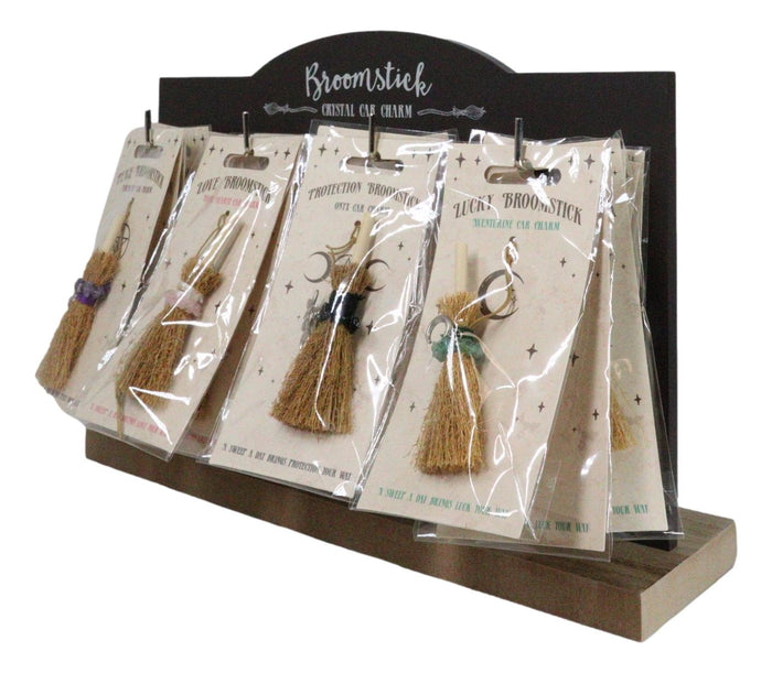Pack Of 24 Luck Peace Protection Love Crystal Broomsticks Car Charms With Stand
