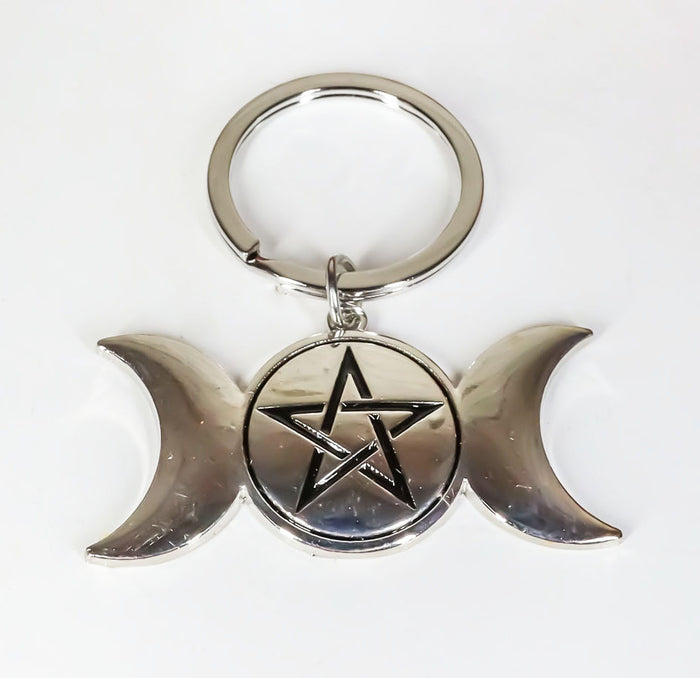 Pack Of 24 Metal Wicca Occult Triple Moon Pentagram Coffin Planchette Keychains