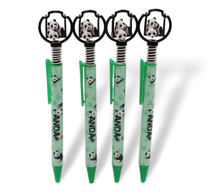 Pack Of 24 Panda Bear Cubs On Swing Green Ballpoint Ball Black Ink Pens W/ Base