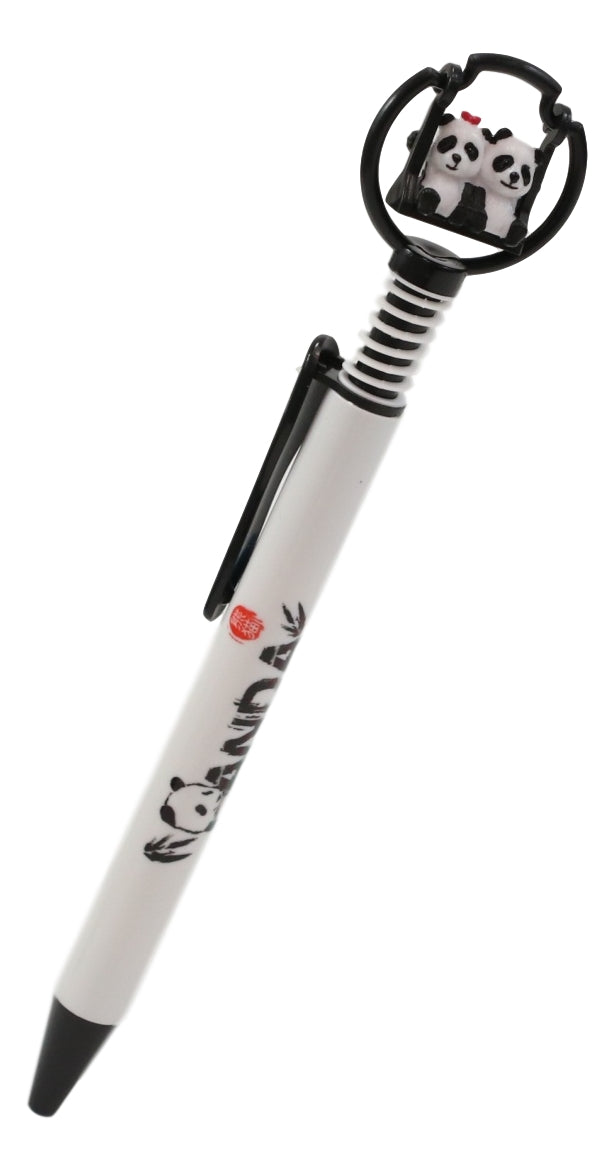 Pack Of 24 Panda Bear Cubs On Swing White Ballpoint Ball Black Ink Pens W/ Base