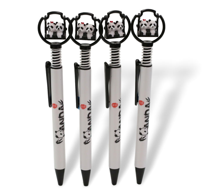 Pack Of 24 Panda Bear Cubs On Swing White Ballpoint Ball Black Ink Pens W/ Base