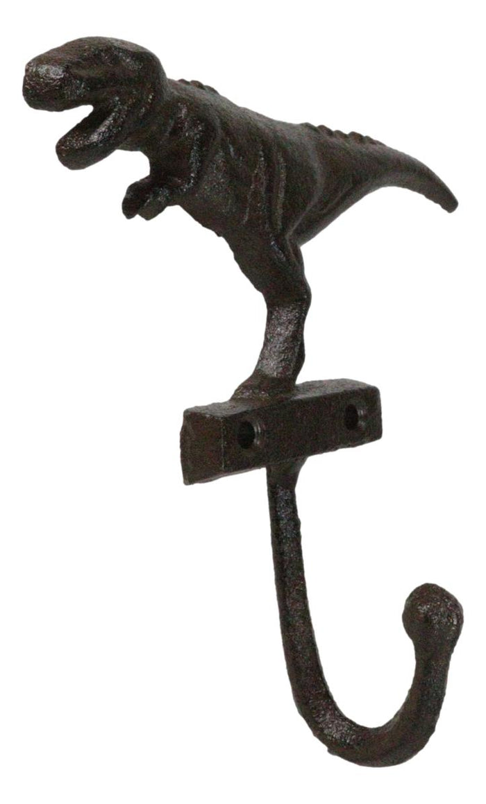 Pack Of 3 Cast Iron Rustic Jurassic T-Rex Dinosaur Wall Hook Key Leash Holders