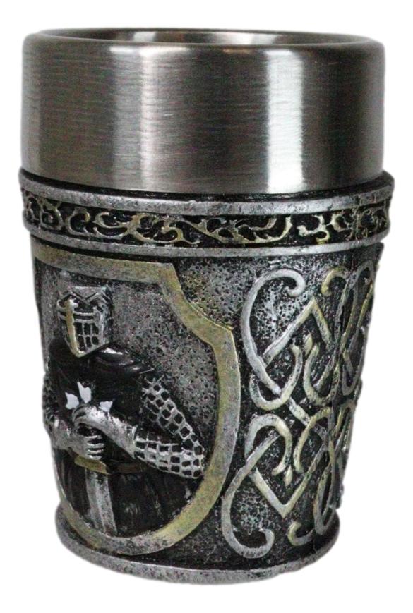 Pack Of 4 Black Cloak Medieval Templar Crusader Knight Shot Glasses Set Of 4