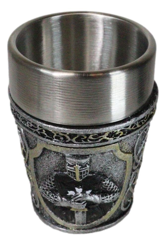 Pack Of 4 Black Cloak Medieval Templar Crusader Knight Shot Glasses Set Of 4