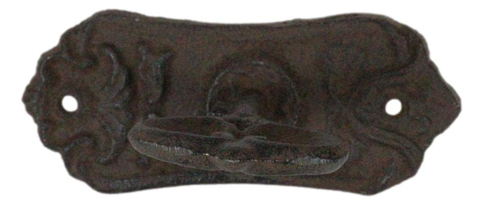Pack Of 4 Cast Iron Rustic Distressed Fleur De Lis French Scroll Key Wall Hooks