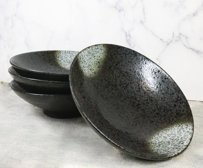 Pack Of 4 Charcoal Grey Tone Hakumu Collection Large Ramen Soup Dinner Bowl 36oz