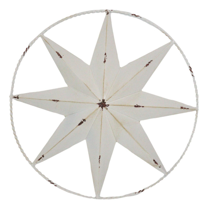 Pack Of 4 Colorful 18" Metal Rustic Western 8 Pointed Star In Ring Wall Decors