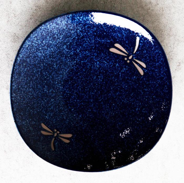 Pack Of 4 Made In Japan Blue Tombo Dragonfly 10" Main Course Large Dinner Plates