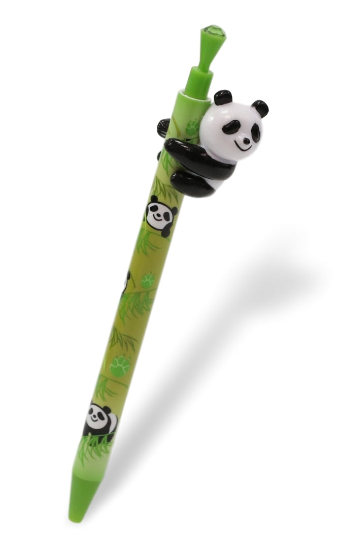 Pack Of 4 Panda Bear Cub Climbing On Bamboo Green Ballpoint Ball Black Ink Pens