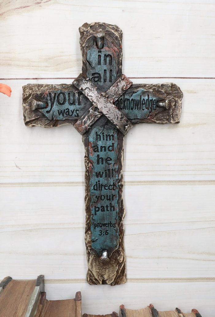 Pack Of 4 Rustic Western Inspirational Christian Bible Verses Wall Crosses Decor