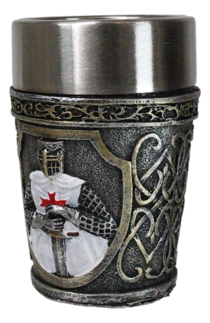 Pack Of 4 White Cloak Medieval Templar Crusader Knight Shot Glasses Set Of 4