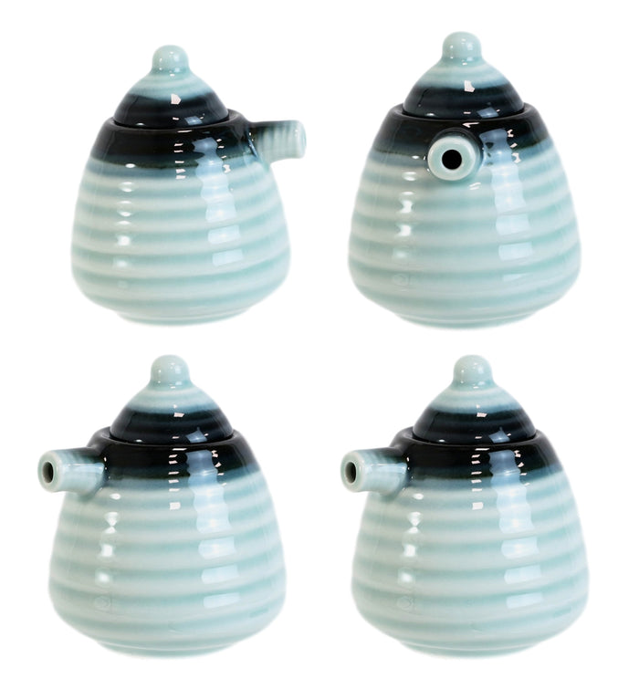 Pack Of 4 Zen Blue Ceramic Soy Ponzu Sauce Or Oil Dispensers Holder With Lid Pack Of 4 Zen Blue Ceramic Soy Ponzu Sauce Or Oil Dispensers Holder With Lid