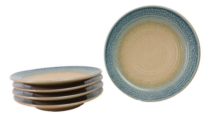 Pack Of 5 Blue River Ao Nagashi Collection Large Round Dinner Plates 10" D