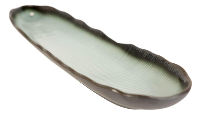 Pack Of 5 Ceramic Long Dinner Entree Wavy Oval Concave Platter Plate 13.25"L