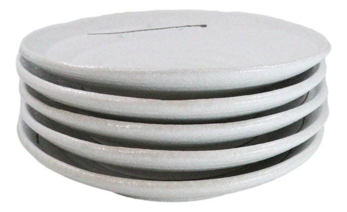 Pack Of 5 Ceramic Yukino Hana Collection Porcelain Round Dinner Plates 8.75" D