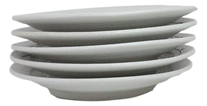 Pack Of 5 Ceramic Yukino Hana Snow Collection Large Round Dinner Plates 10" D